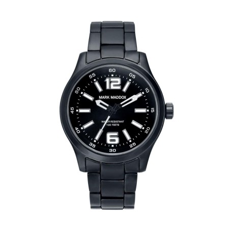 HM3006-55 - Reloj Mark Maddox de Hombre. brazalete de metal e ip gris. Esfera redonda de color negro.  