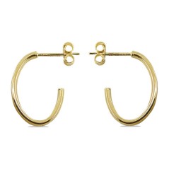 RR-4894 - Pendientes de oro de 18k de aro abierto oval en 17 mm con cierre de presión