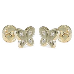 RR-3632B - PENDIENTES ORO MARIPOSA PIEDRAS 6*5MM TORNILLO O.B.