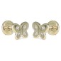 RR-3632B - PENDIENTES ORO MARIPOSA PIEDRAS 6*5MM TORNILLO O.B.