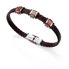 6258P09011 - Pulsera Viceroy Fashion de acero Ip Gun, Ip marron y piel para hombre