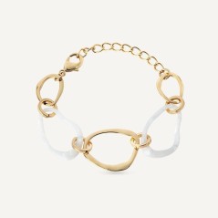 X9756515 - Pulsera Reflexe en Acetato Blanco y Oro 18K - Estilo Moderno y Sofisticado