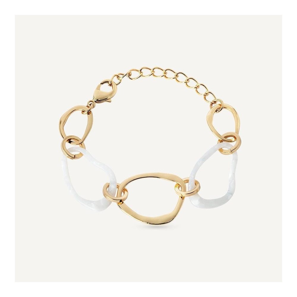 X9756515 - Pulsera Reflexe en Acetato Blanco y Oro 18K - Estilo Moderno y Sofisticado