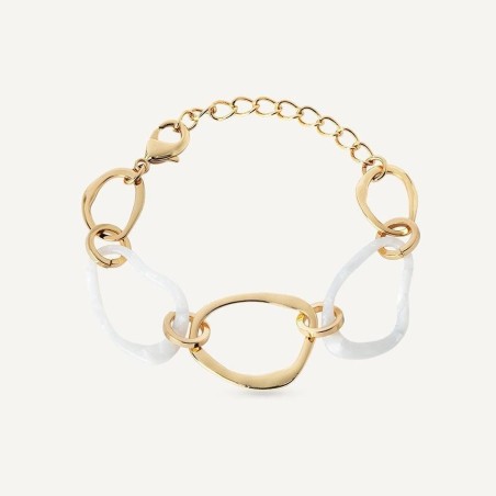 X9756515 - Pulsera Reflexe en Acetato Blanco y Oro 18K - Estilo Moderno y Sofisticado