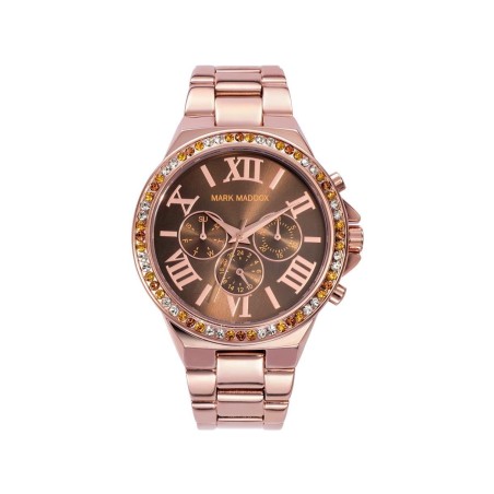 MM0013-43 - Reloj Mark Maddox de Mujer. Brazalete de metal e ip rosa. Esfera redonda de color marron.  