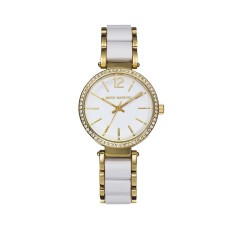 MP3018-05 - Reloj Mark Maddox de Mujer. brazalete dorado y policarbonato blanco. Esfera redo