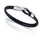 6399P09010 - Pulsera de acero y piel negra de hombre