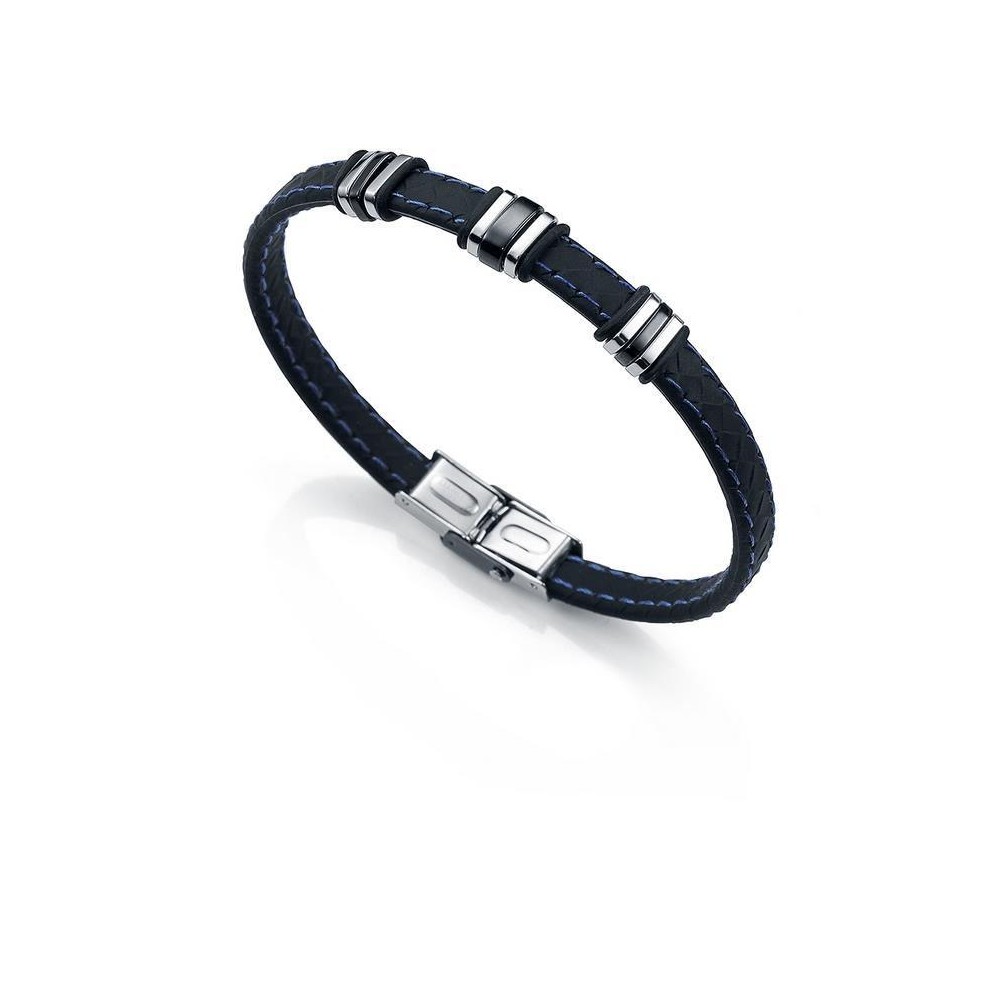 6333P09013 - Pulsera de acero de Viceroy Fashion en ip negro y silicona para hombre.