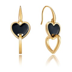 3219E19012 - Pendientes de metal dorado forma corazon esmaltado