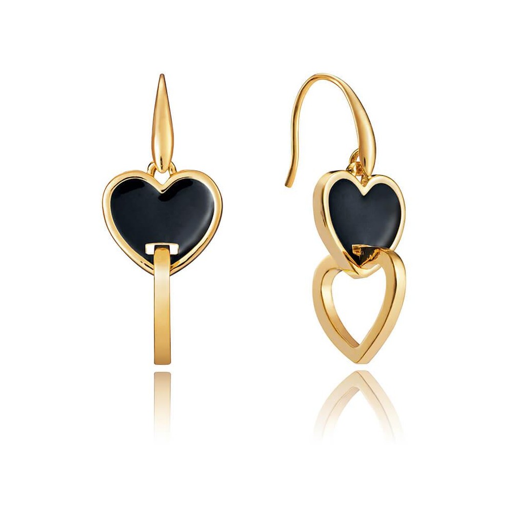 3219E19012 - Pendientes de metal dorado forma corazon esmaltado