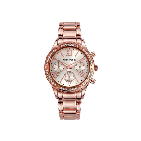 MM7001-93 - Reloj Mark Maddox de Mujer. Brazalete de metal e ip rosa. Esfera redonda de color blanco.  