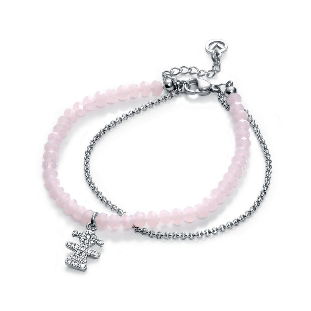 90030P01010 - Pulsera de acero, circonita y cristal rosa para mujer de Viceroy Fashion