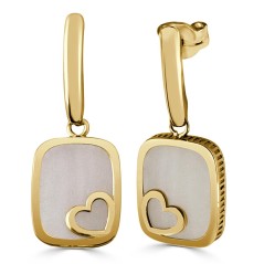 RR-5384 - Pendientes de oro de ley con nácar y detalle de corazón