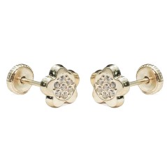 3385B - PENDIENTES FLOR MICRO ENGASTE 7MM TORNILLO