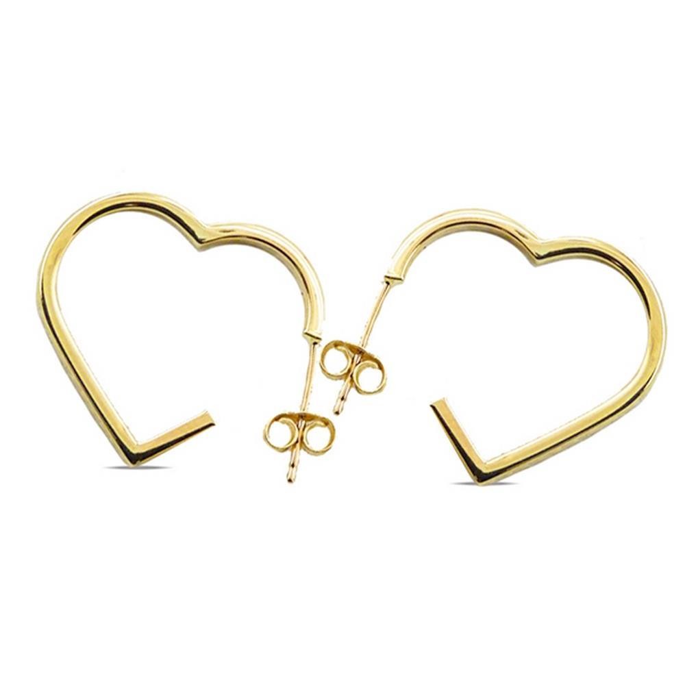 RR-4803 - Pendientes de oro 18k en forma de corazón abierto de 20mm y cierre de presión