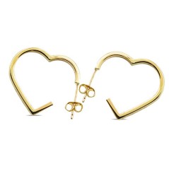 RR-4803 - Pendientes de oro 18k en forma de corazón abierto de 20mm y cierre de presión