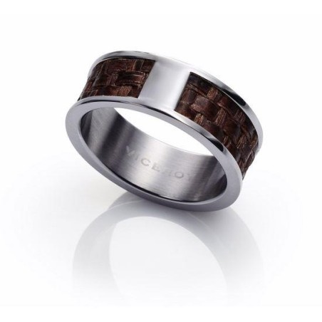 6163A02211 - Anillo de Viceroy Fashion en acero y piel sintética para hombre. Talla 22