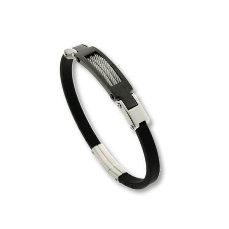 6063P09010 - Pulsera Viceroy Fashion hombre de caucho en acero bicolor con ip negro