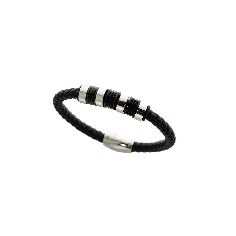 6071P09010 - Pulsera Viceroy Fashion de acero bicolor Ip negro y piel.