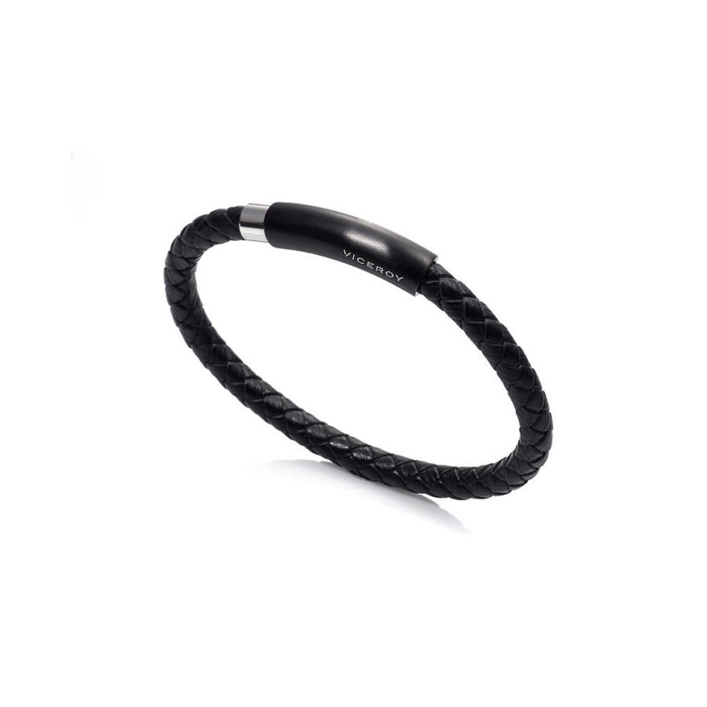 6287P09010 - Pulsera de acero, piel e ip gun de Viceroy Fashion para hombre.