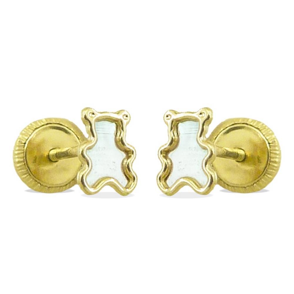 RR-4257 - PENDIENTES ORO OSITO NACAR 5MM TORNILLO