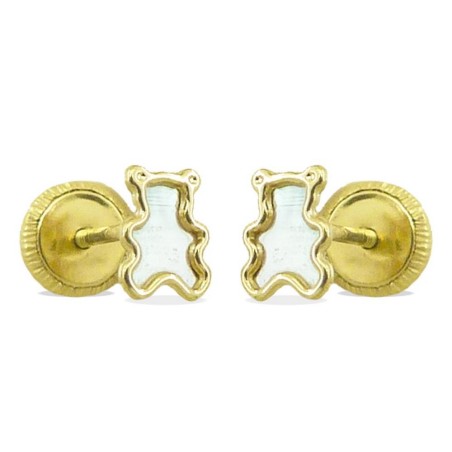 RR-4257 - PENDIENTES ORO OSITO NACAR 5MM TORNILLO