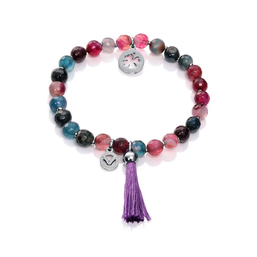 90040P09019 - Pulsera de acero y agata para mujer