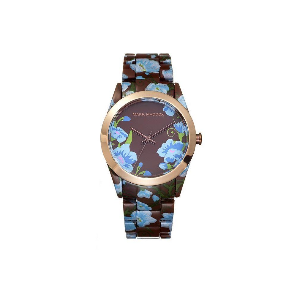 MP0003-40 - Reloj Mark Maddox de Mujer. policarbonato. Esfera redonda de color marron-azul