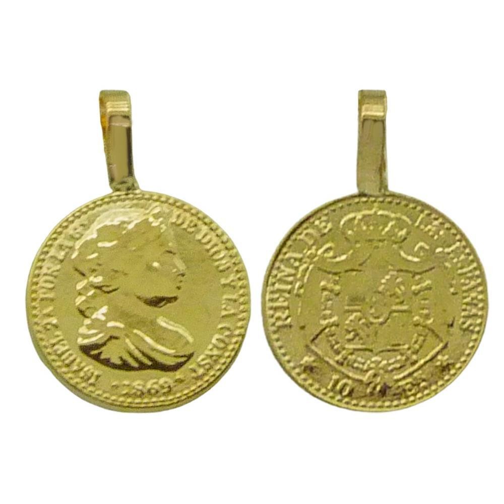 RR-5060 - Pendientes de oro 18k de aro de tubo de 1,5x13 mm con monedas