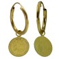 RR-5060 - Pendientes de oro 18k de aro de tubo de 1,5x13 mm con monedas