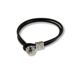 2194P01010 - Pulsera Viceroy Fashion de acero y piel para hombre. Color negro.