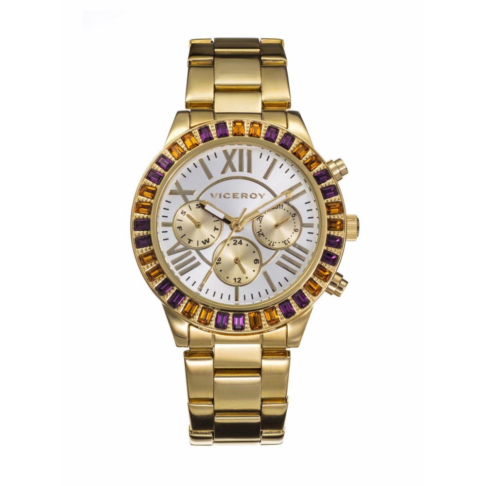 432250-03 - Reloj Viceroy de Mujer.  Brazalete de acero chapado PVD. Esfera redonda de color plateado-dorado. 