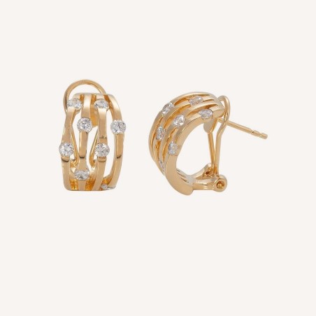 G1990A - Pendientes de Tiras con Circonitas Chapados en Oro 18K - Colección Essentials