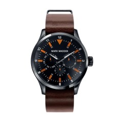 HC3014-94 - Reloj Mark Maddox de Hombre. Correa de piel de color marron. Esfera redonda de color negro.  