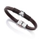 6397P09011 - Pulsera de acero y piel marron hombre