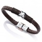 6397P09011 - Pulsera de acero y piel marron hombre