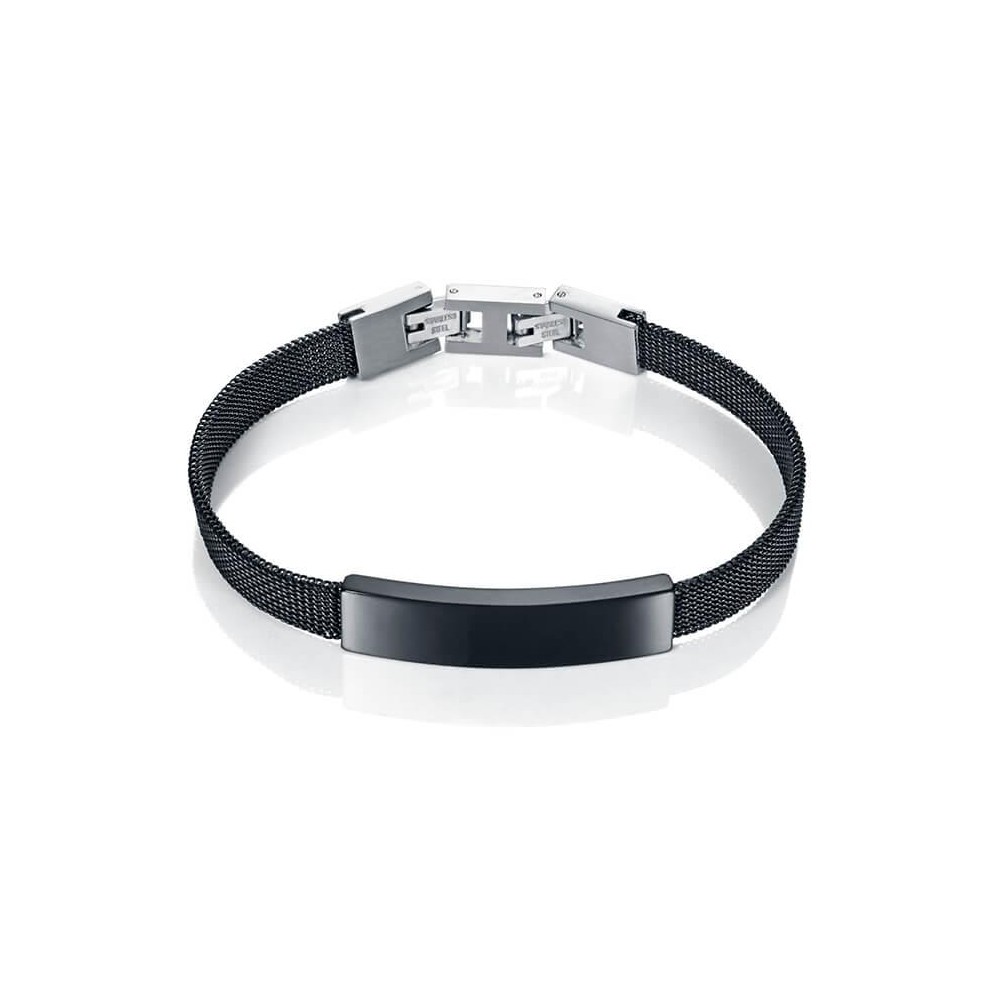 6436P09010 - Pulsera de malla milanesa en acero e ip negro