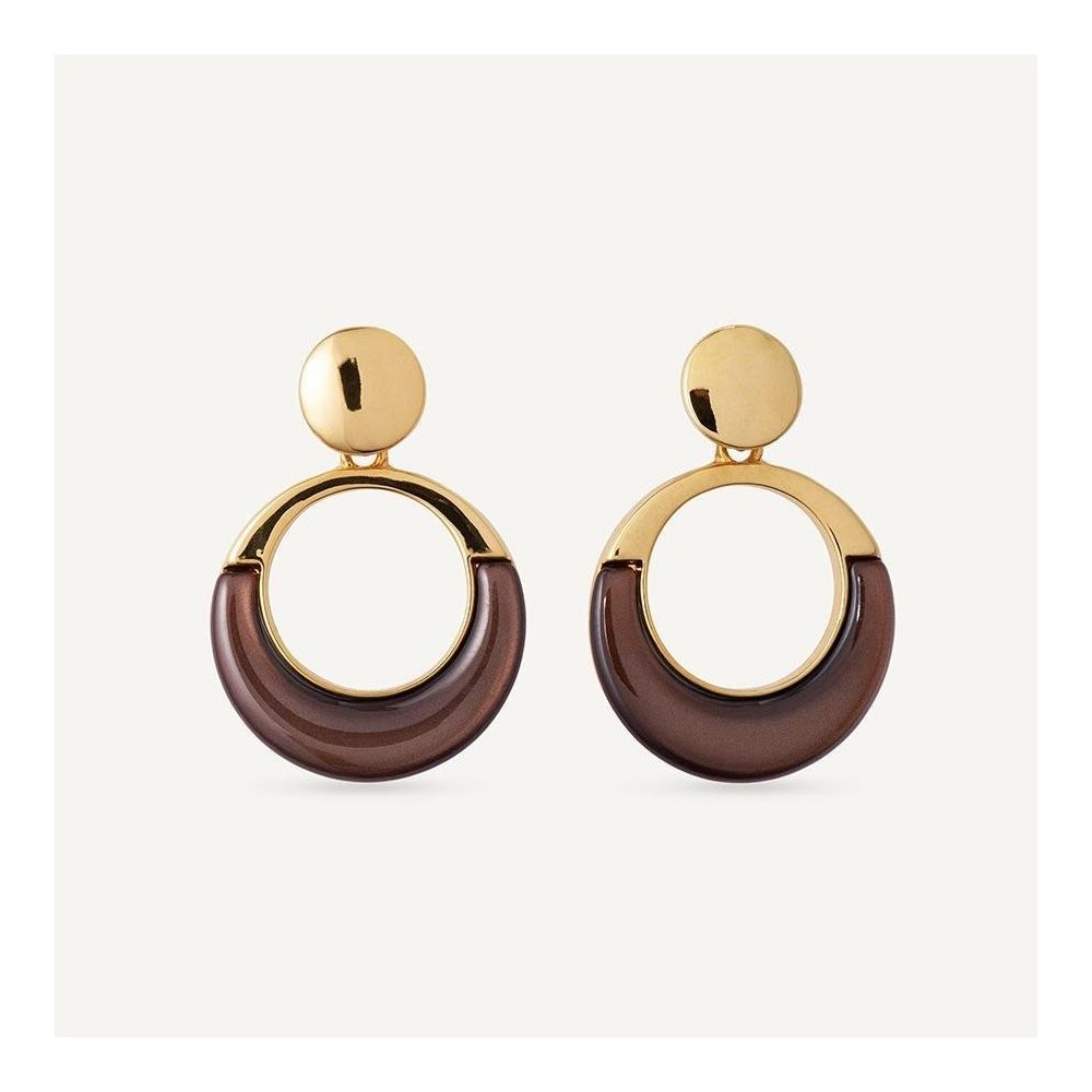 X47823 - Pendientes Chocolat con Carey y Baño de Oro 18K - Estilo Único