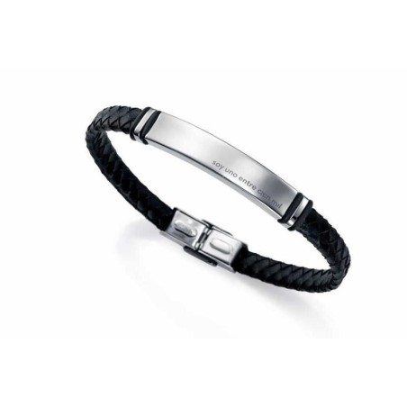 6239P01010 - Pulsera "UNO ENTRE CIEN MIL" de Viceroy en acero y piel negra para hombre