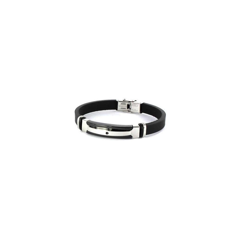 6073P09010 - Pulsera Viceroy Fashion de acero bicolor Ip negro y correa de caucho para hombre