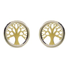 RR-4081 - Pendientes oro 18k Árbol de la Vida con cierre de presión