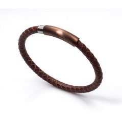 6287P09011 - Pulsera Viceroy Fashion en acero, piel e ip marron para mujer. 