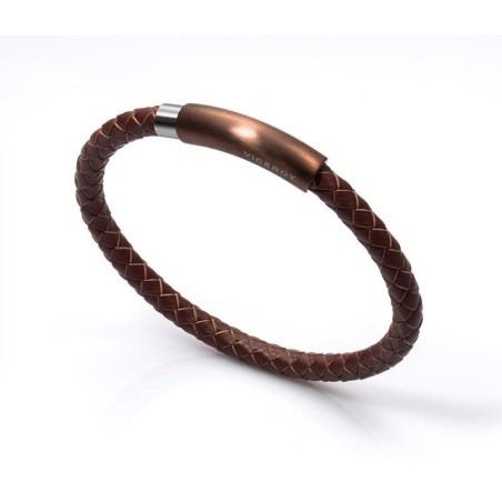 6287P09011 - Pulsera Viceroy Fashion en acero, piel e ip marron para mujer. 