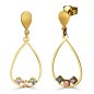 RR-5436 - Pendientes de oro de ley en forma de gota con circonitas multicolor