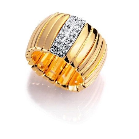 3187A01612 - Anillo de metal dorado y cristales