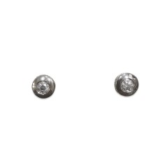 RR-B9263/34 - Pendientes de oro blanco con chatón y diamante de 3,5 mm de 0,34 cts VS-H