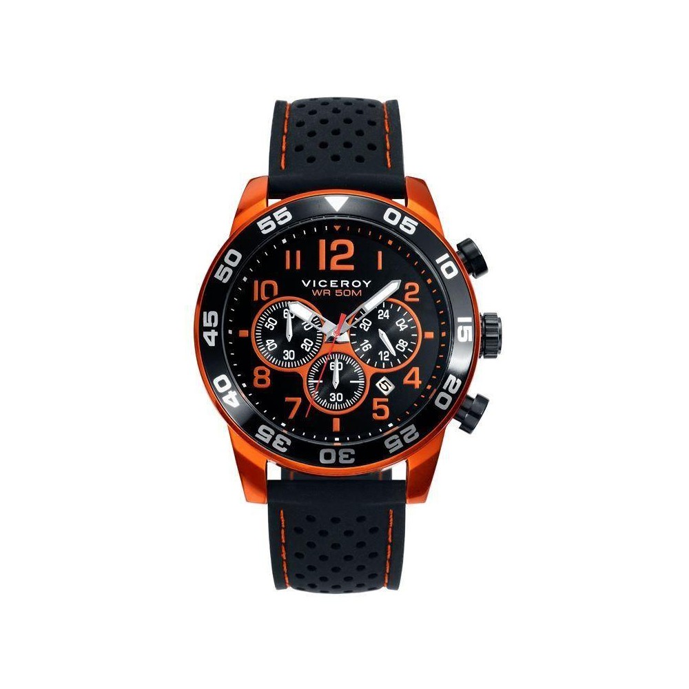 40423-75 - Reloj Viceroy de Hombre. Correa de caucho de color negro con pespunte naranja. E