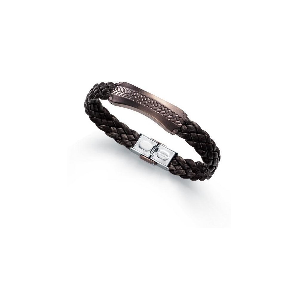 2223P09011 - Pulsera de Viceroy Fashion para hombre n acero e ip marron con piel.