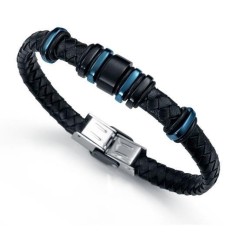 6133P09013 - Pulsera Viceroy Fashion de acero bicolor, ip negro e ip azul para hombre.