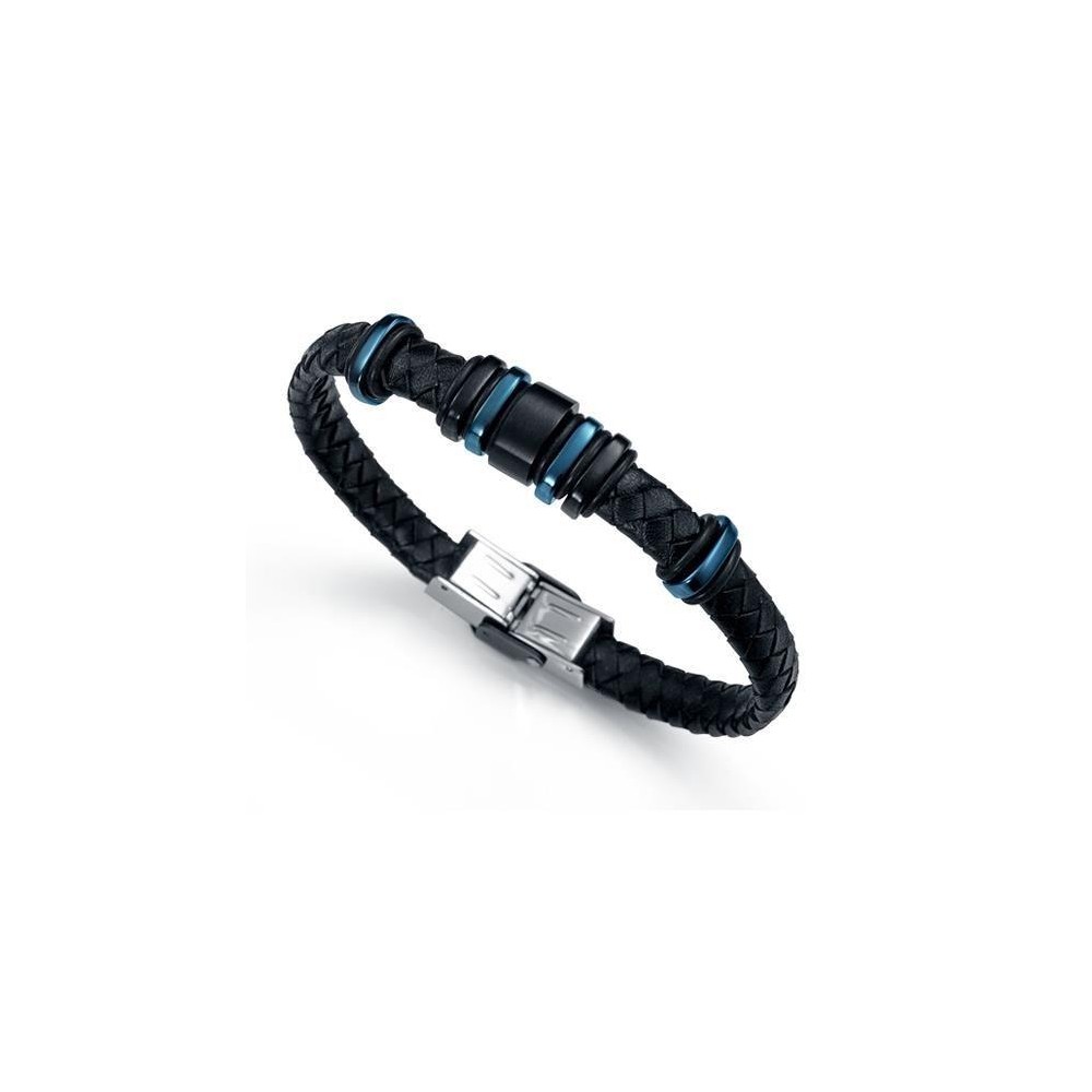 6133P09013 - Pulsera Viceroy Fashion de acero bicolor, ip negro e ip azul para hombre.